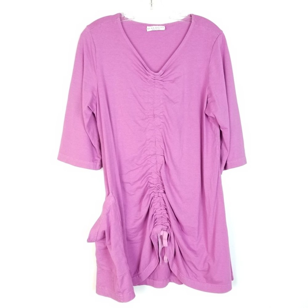 BRYN WALKER Tunic Top Bamboo Organic Cotton Stretch Cinchable Women's size S EUC